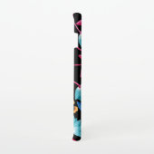 Helderroze blauwe Abstracte Floral Samsung Galaxy Hoesje (Rechterkant)