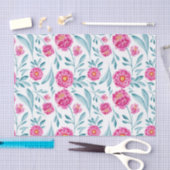 Helderroze Blauwgroen Waterverf Zomerpatroon Tissuepapier (Craft)