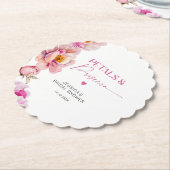 Helderroze bloemblaadjes en prosecco bruids kartonnen onderzetters (Gekanteld)