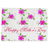 Helderroze bloemen large cadeautasje (Achterkant)