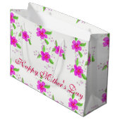 Helderroze bloemen large cadeautasje (Voorkant Gekanteld)