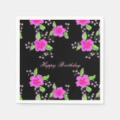 Helderroze bloemen servetten (Voorkant)