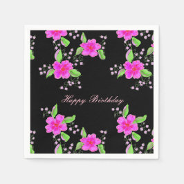 Helderroze bloemen servetten