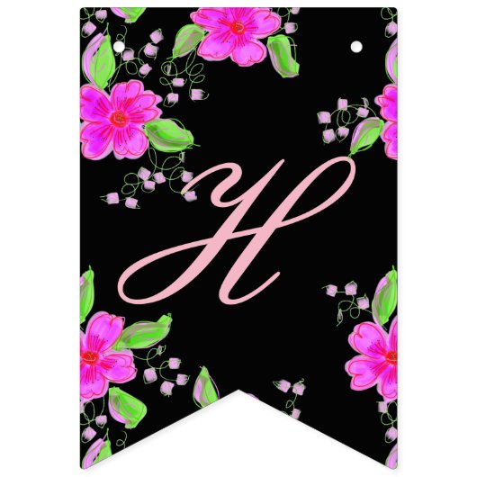 Helderroze bloemen vlaggetjes (Tweede vlag)