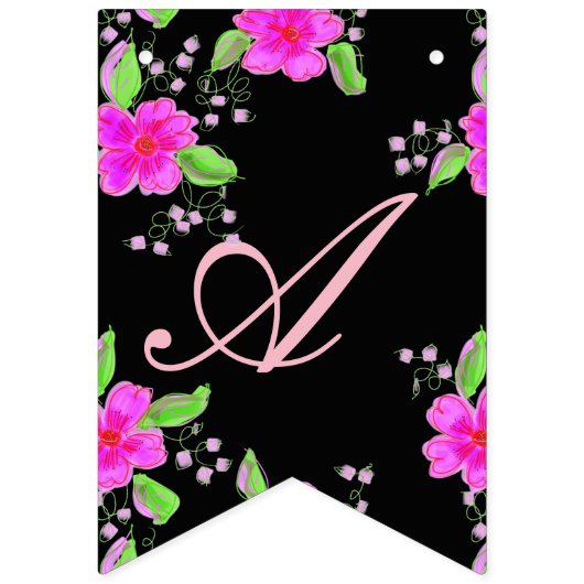 Helderroze bloemen vlaggetjes (Derde vlag)