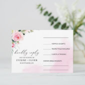 Helderroze bloemengroen eucalyptus bruiloft RSVP kaartje (Staand voorkant)