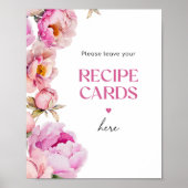 Helderroze bloemenlaat je receptkaart hier achter poster (Voorkant)