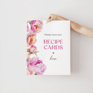 Helderroze bloemenlaat je receptkaart hier achter poster