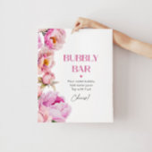 Helderroze bloemenpioen bruids bubbly bar poster