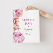 Helderroze bloemenpioen bruids mimosa bar poster