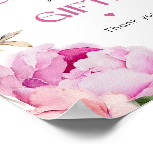 Helderroze bloemenpioen Kaarten en geschenken Poster (Hoek)