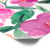 Helderroze bloemenschrift vrijgezellenfeest welkom poster (Hoek)