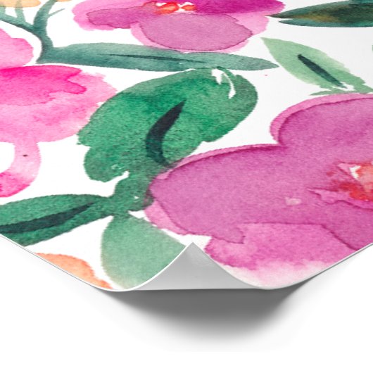 Helderroze bloemenschrift vrijgezellenfeest welkom poster (Hoek)