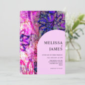 Helderroze, blote kleurrijke bruiloft kaart (Staand voorkant)