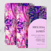 Helderroze, blote kleurrijke bruiloft kaart (Voorkant / Achterkant)
