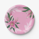 Helderroze Borden voor Lily Paper-bloei Papieren Bordje (Voorkant)