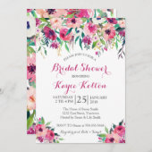 Helderroze bruiddoucheuitnodiging kaart (Voorkant / Achterkant)