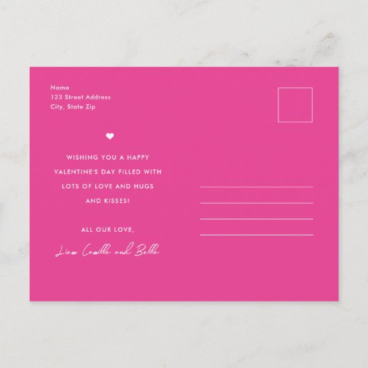 Helderroze budgetfoto-Valentijnsdag Briefkaart (Achterkant)