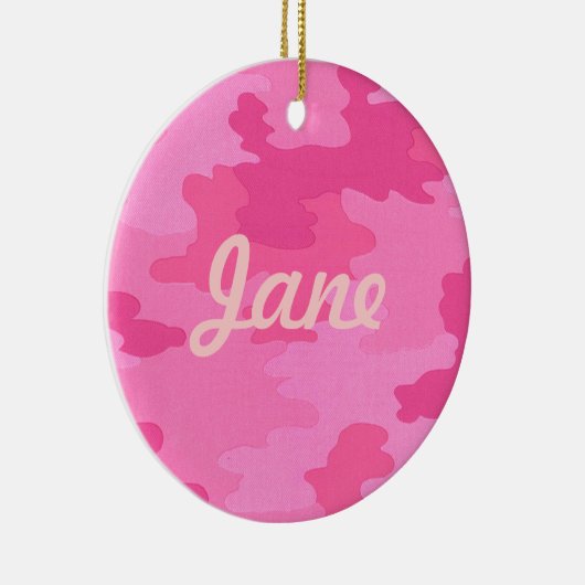 Helderroze Camouflage Name Ornament (Rechts)