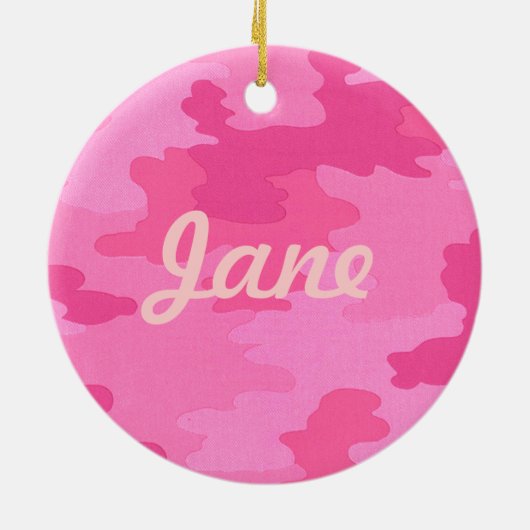 Helderroze Camouflage Name Ornament (Achterkant)