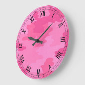 Helderroze Camouflage Ronde Roman Nummerklok Grote Klok (Hoek)
