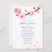 Helderroze Cherry Blossom Wedding Kaart (Voorkant)