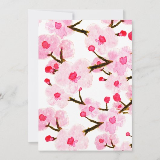 Helderroze Cherry Blossom Wedding Kaart (Achterkant)