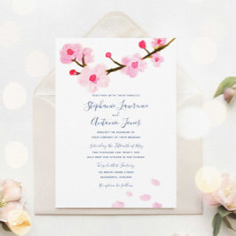 Helderroze Cherry Blossom Wedding Kaart