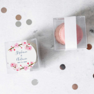 Helderroze Cherry Blossom Wedding Ronde Sticker