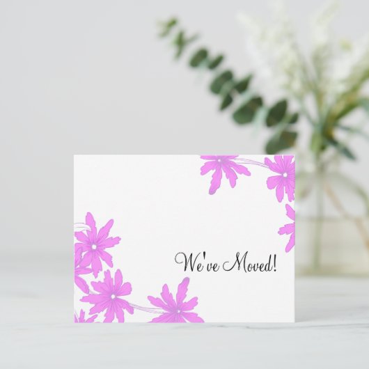Helderroze dagen - adreswijziging aankondigingskaart (Staand voorkant)