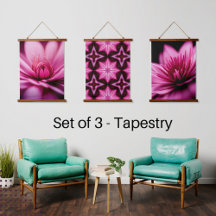Helderroze Dahlia, Floral, set van 3