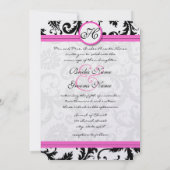 Helderroze  Damask Swirl Wedding nodigt uit Kaart (Achterkant)
