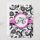 Helderroze  Damask Swirl Wedding nodigt uit Kaart (Voorkant)