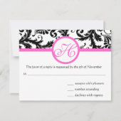 Helderroze Damask Swirl Wedding RSVP (Voorkant)