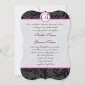 Helderroze Damask zwemt bruiloft-uitnodigingen Kaart (Voorkant)