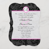 Helderroze Damask zwemt bruiloft-uitnodigingen Kaart (Voorkant / Achterkant)