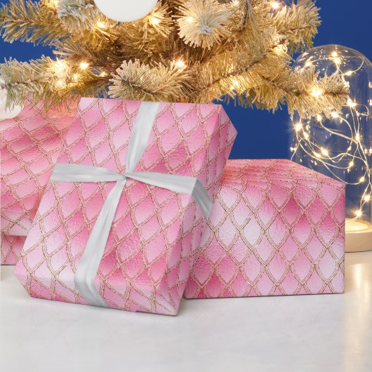 Helderroze drakenschalen cadeaupapier (Feestdagen)