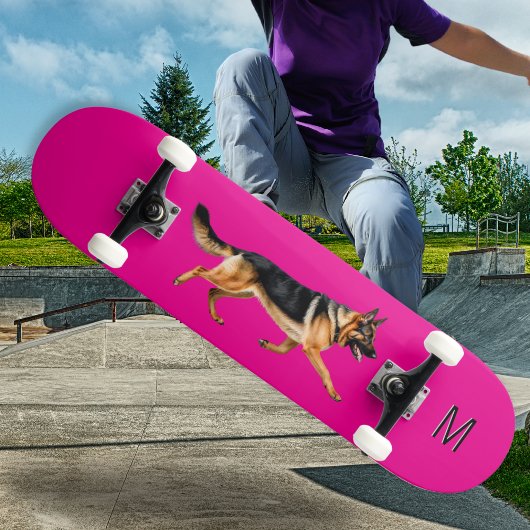 Helderroze Duitse herdershond Afbeelding monogram Persoonlijk Skateboard