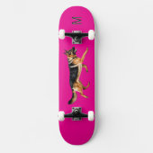 Helderroze Duitse herdershond Afbeelding monogram Persoonlijk Skateboard (Voorkant)