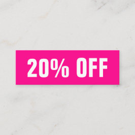 Helderroze, eenvoudige moderne trendy-kortingskaar mini visitekaartje