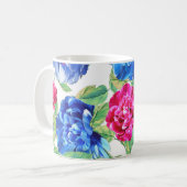 Helderroze en blauw Floral  patroon Koffiemok (Voorkant links)