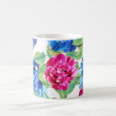 Helderroze en blauw Floral  patroon Koffiemok (Center)