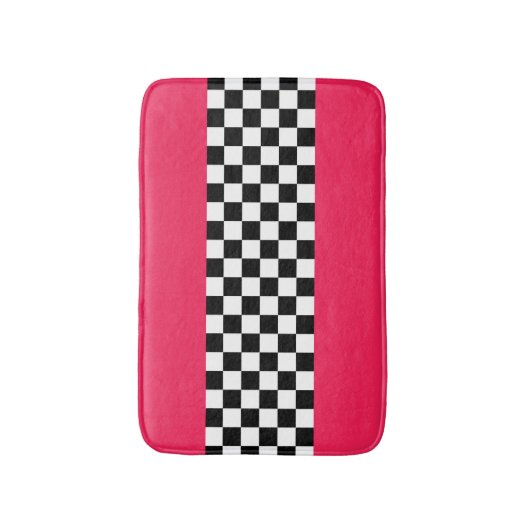 Helderroze en dambord badmat (Voorkant Verticaal)