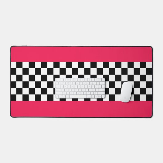Helderroze en dambord bureaumat (Keyboard & Muis)