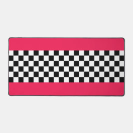 Helderroze en dambord bureaumat