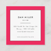 Helderroze en dambord vierkante visitekaartje (Achterkant)