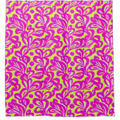 Helderroze en geel botanisch douchegordijn (Voorkant)