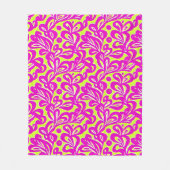 Helderroze en geel botanisch fleece deken (Voorkant)