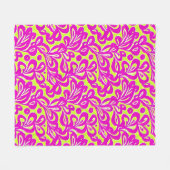 Helderroze en geel botanisch fleece deken (Voorkant (Horizontaal))