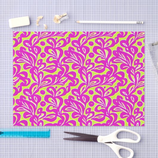 Helderroze en geel botanisch tissuepapier (Craft)